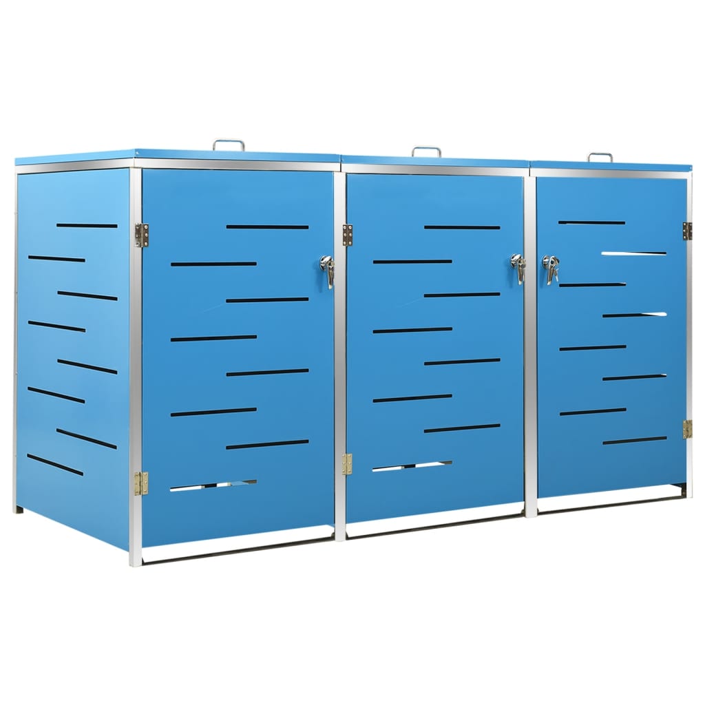 Mülltonnenbox für 3 Tonnen 207x77,5x115 cm Edelstahl blau Mülltonnenverkleidung