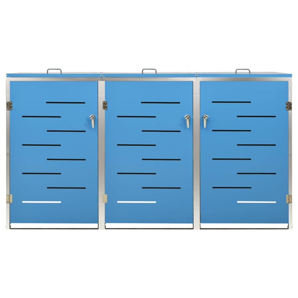 Mülltonnenbox für 3 Tonnen 207x77,5x115 cm Edelstahl blau Mülltonnenverkleidung