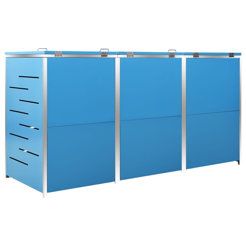 Mülltonnenbox für 3 Tonnen 207x77,5x115 cm Edelstahl blau Mülltonnenverkleidung