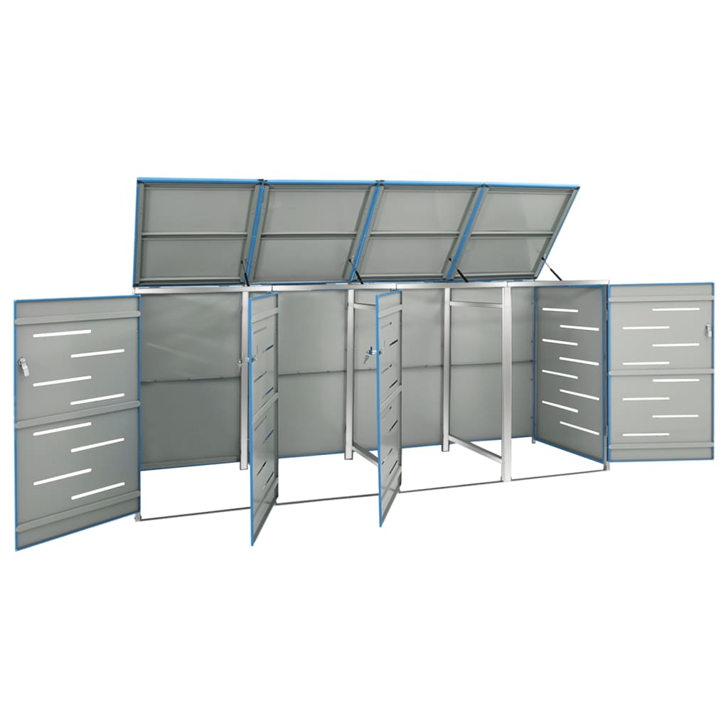 Mülltonnenbox 4 Tonnen 276,5x77,5x115,5 cm Edelstahl blau Mülltonnenverkleidung