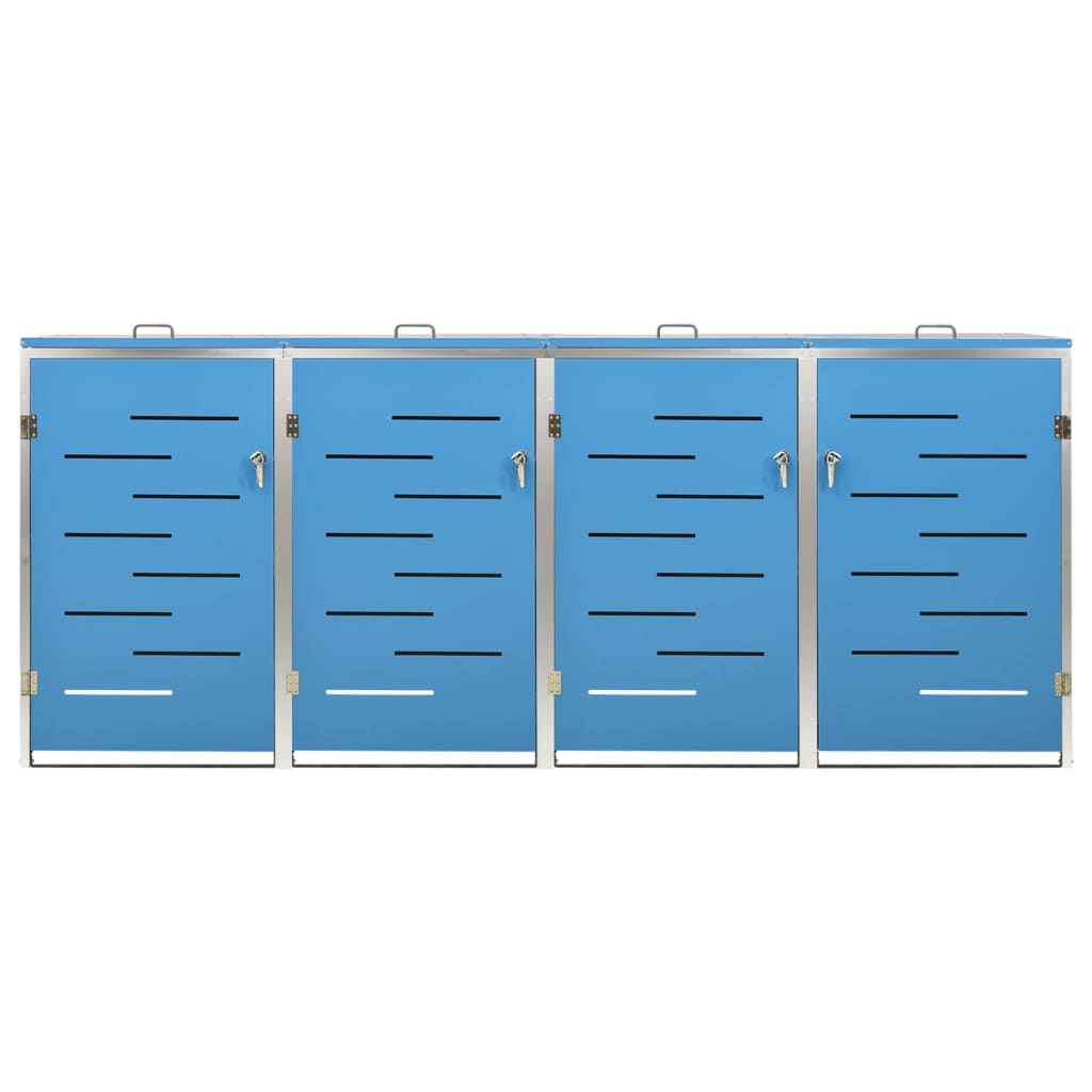 Mülltonnenbox 4 Tonnen 276,5x77,5x115,5 cm Edelstahl blau Mülltonnenverkleidung