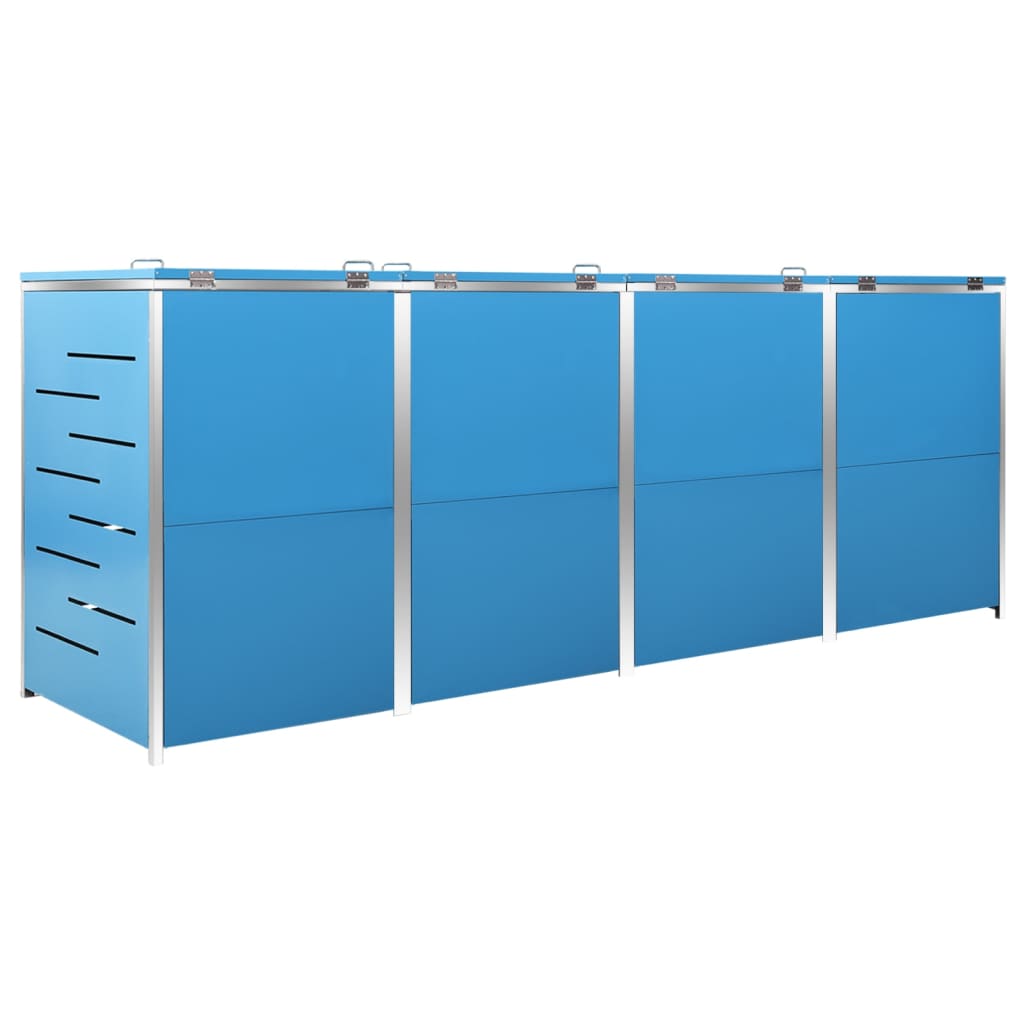 Mülltonnenbox 4 Tonnen 276,5x77,5x115,5 cm Edelstahl blau Mülltonnenverkleidung