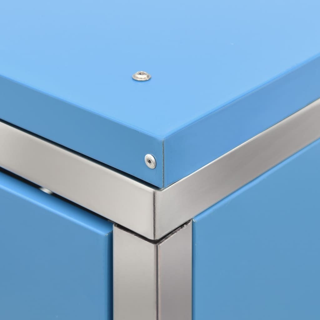 Mülltonnenbox 4 Tonnen 276,5x77,5x115,5 cm Edelstahl blau Mülltonnenverkleidung