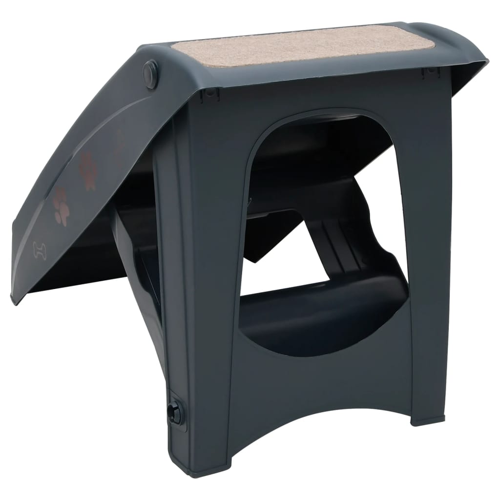 Hundetreppe Klappbar Grau 62x40x49,5 cm 4 Stufen Aufstiegshilfe Tiertreppe