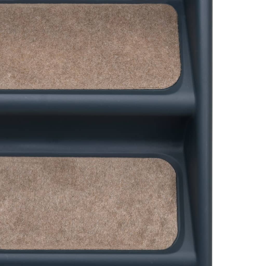 Hundetreppe Klappbar Grau 62x40x49,5 cm 4 Stufen Aufstiegshilfe Tiertreppe