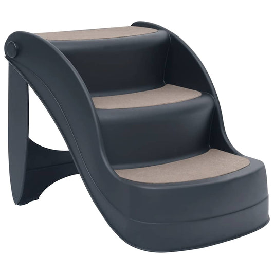 Hundetreppe 3 Stufen Klappbar Dunkelgrau 38x50x38 cm Haustiertreppe