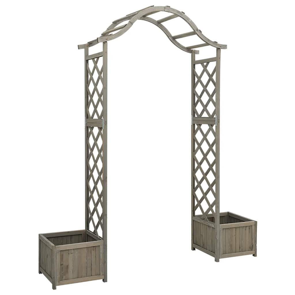 Garten-Pergola mit Blumenkasten Grau Massivholz Tanne Spalier Rankhilfe