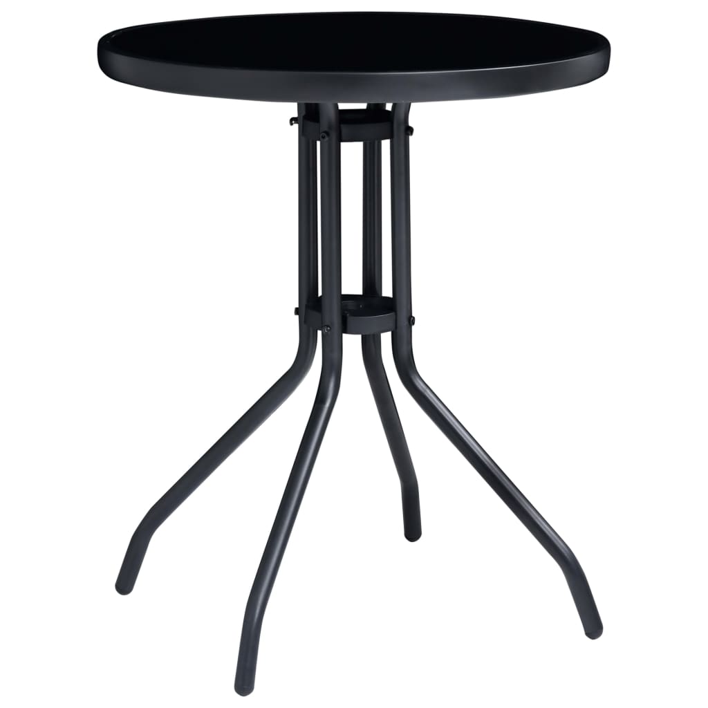 3-tlg. Bistro-Set Schwarz und Anthrazit 2 Gartenstühle und 1 Tisch Stahl