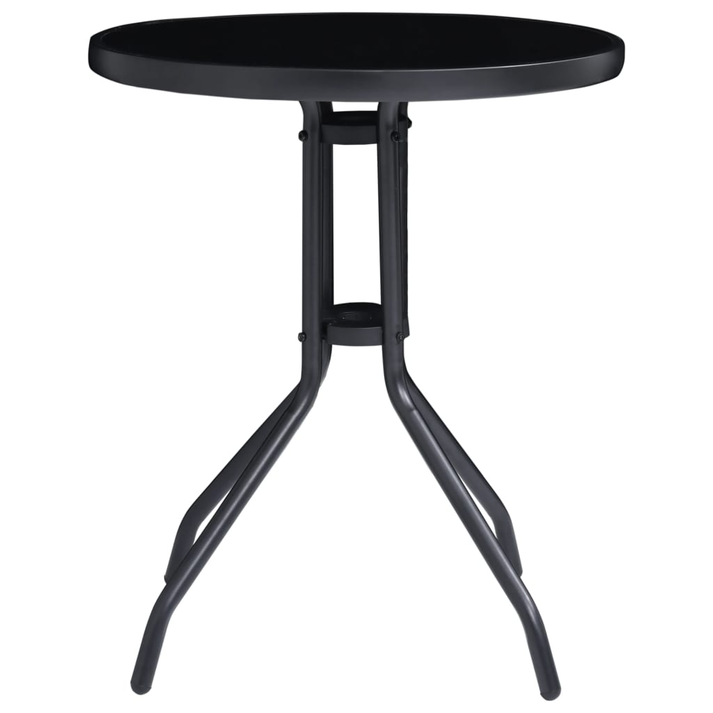 3-tlg. Bistro-Set Schwarz und Anthrazit 2 Gartenstühle und 1 Tisch Stahl