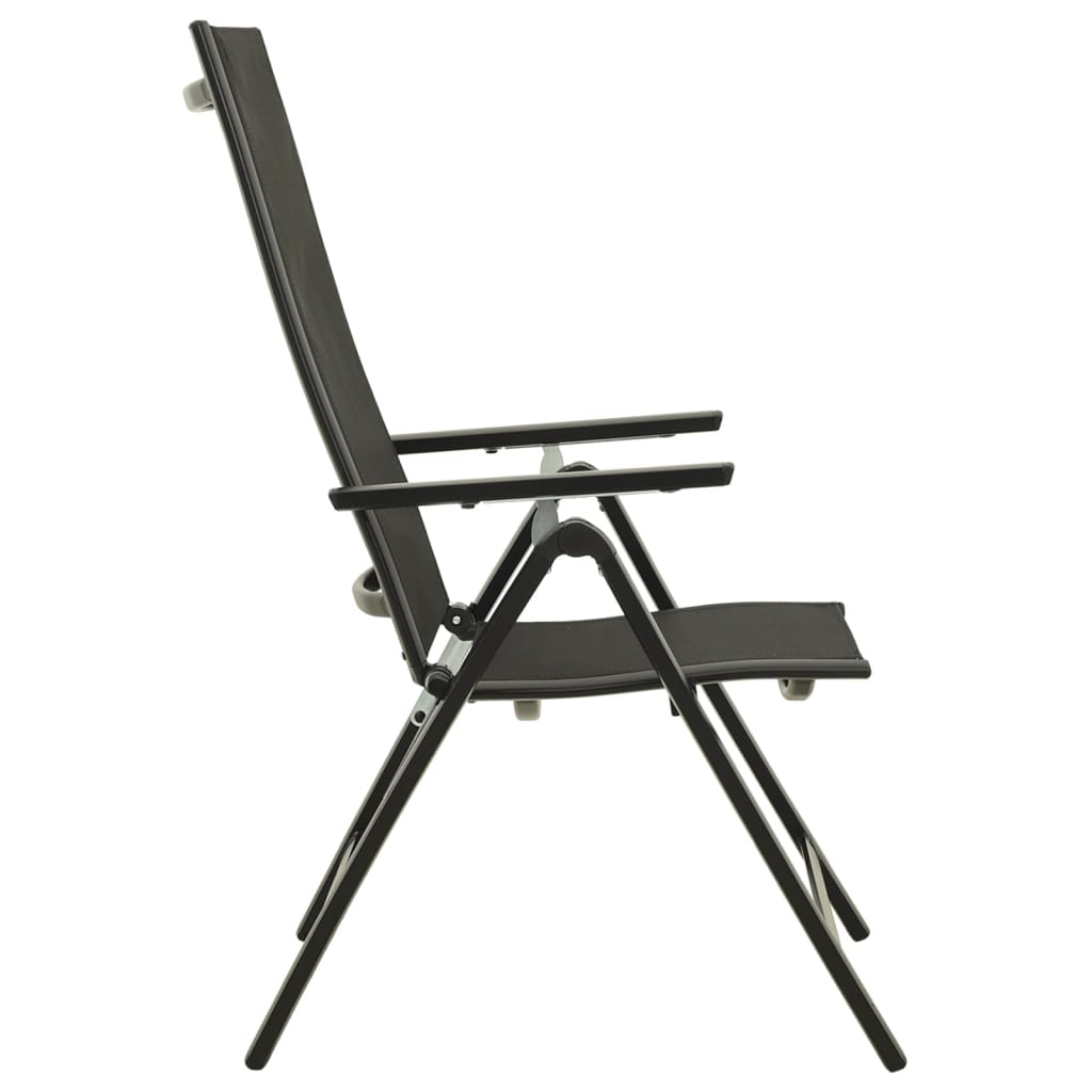 3-tlg. Bistro-Set Schwarz und Anthrazit 2 Gartenstühle und 1 Tisch Stahl