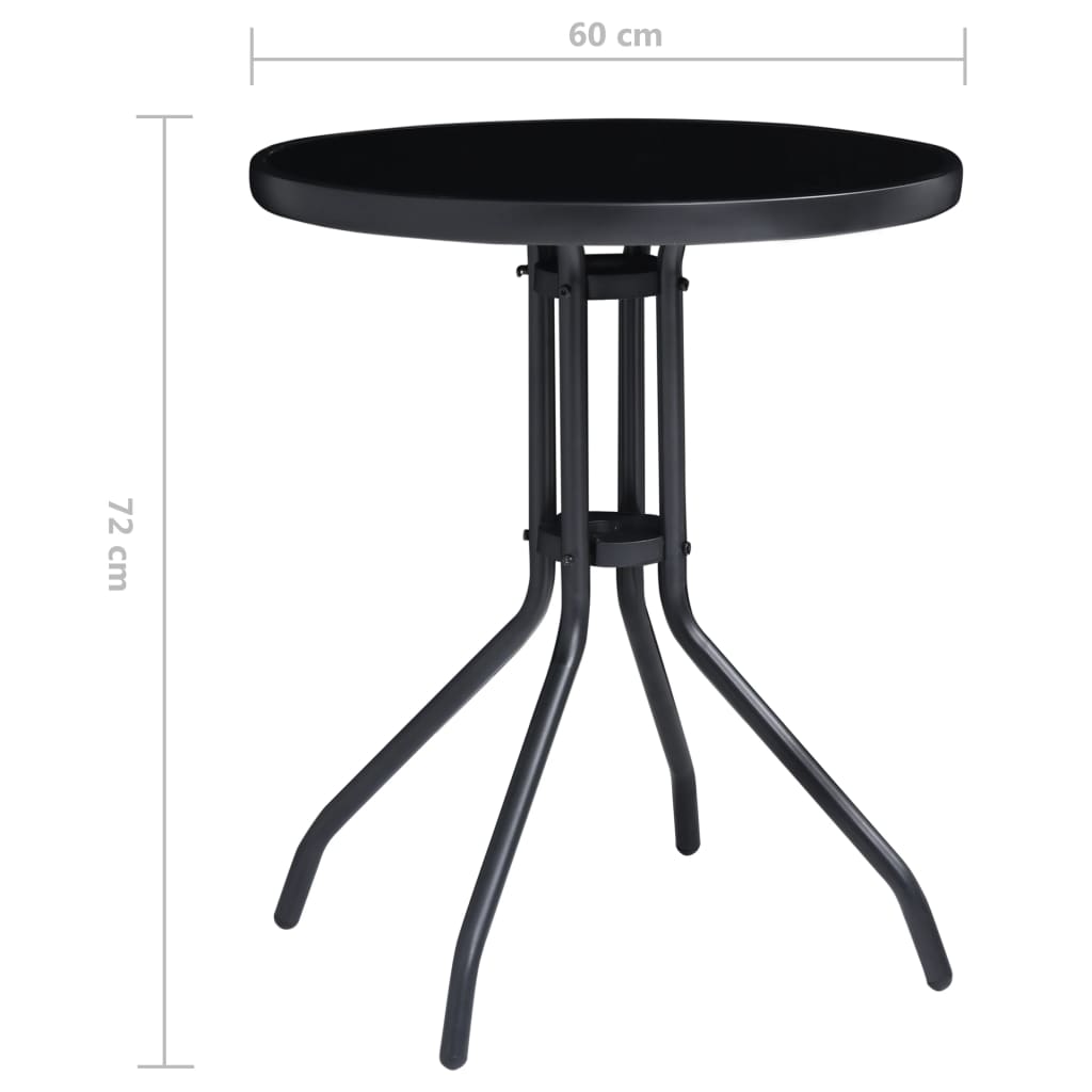 3-tlg. Bistro-Set Schwarz und Anthrazit 2 Gartenstühle und 1 Tisch Stahl