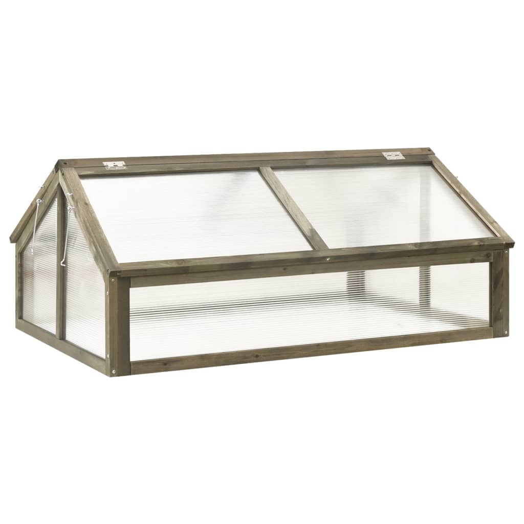 Gewächshaus Grau Holz 114x80x50 cm Treibhaus Frühbeet