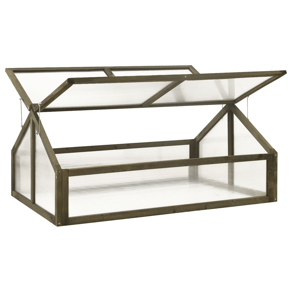 Gewächshaus Grau Holz 114x80x50 cm Treibhaus Frühbeet