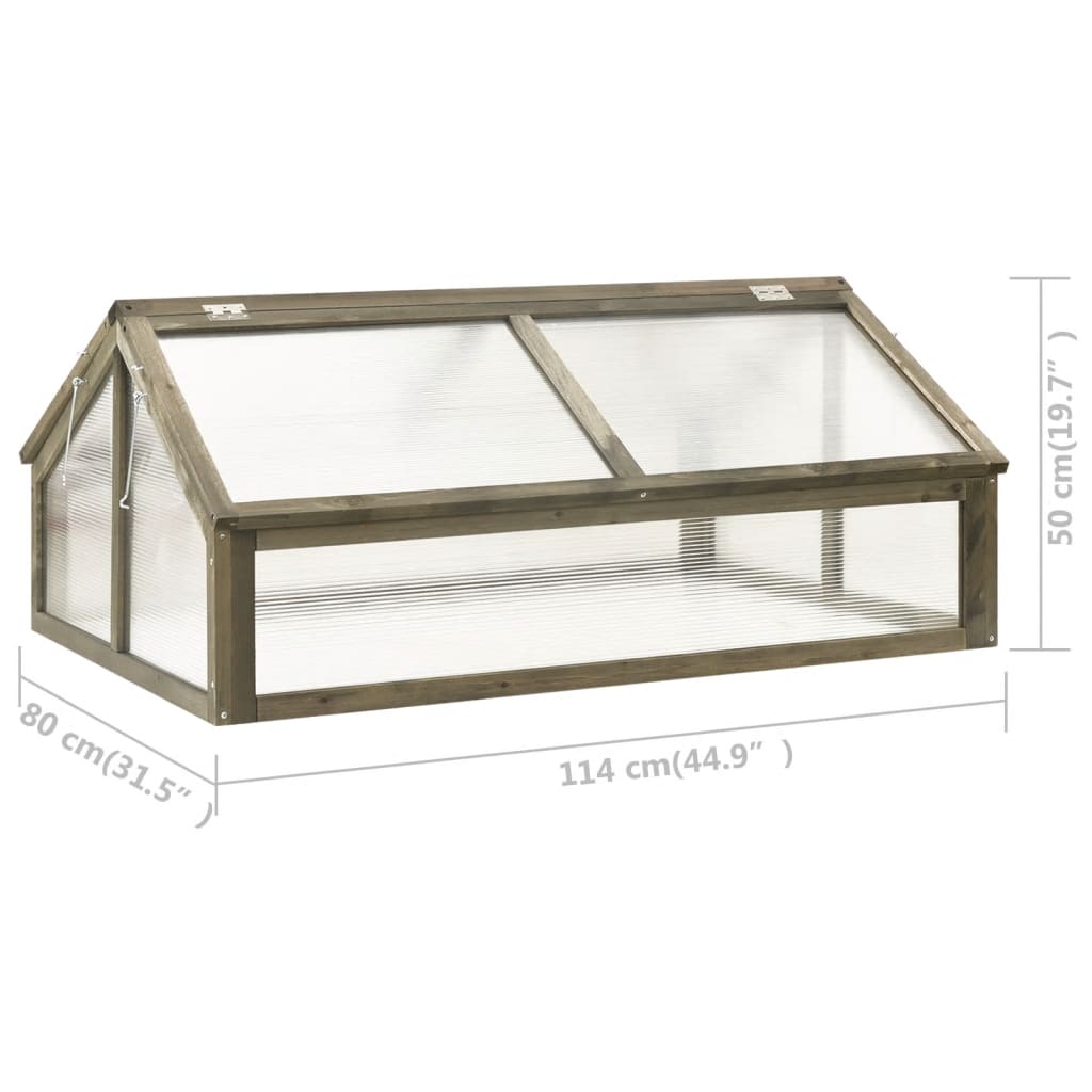Gewächshaus Grau Holz 114x80x50 cm Treibhaus Frühbeet