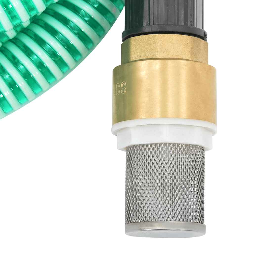 Saugschlauch mit Messing-Anschlüssen 15 m 25 mm Grün 1 Zoll Gewinde