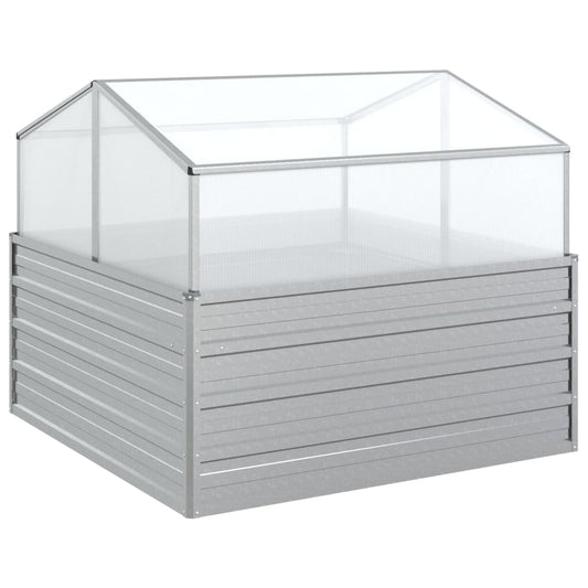vidaXL Raised Garden Bed with Greenhouse 100x100x85 cm Silver