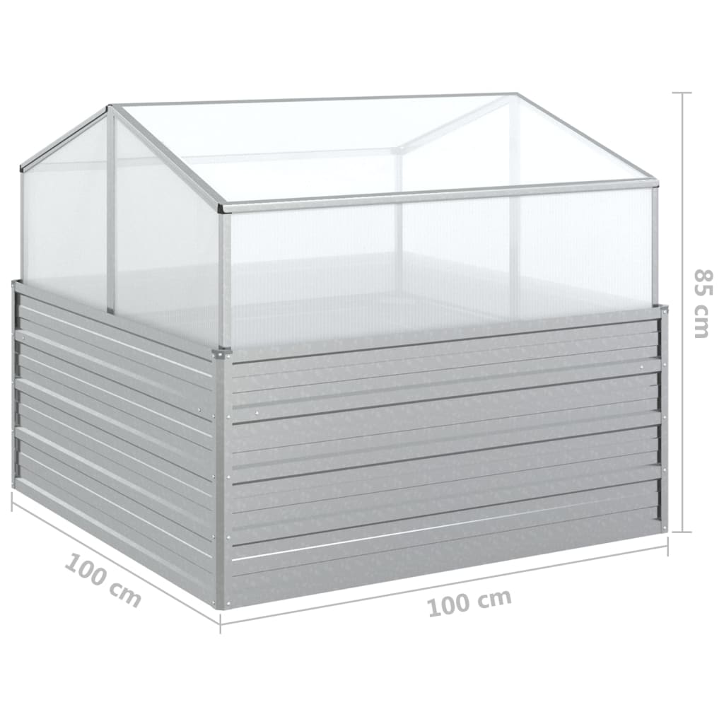 vidaXL Raised Garden Bed with Greenhouse 100x100x85 cm Silver