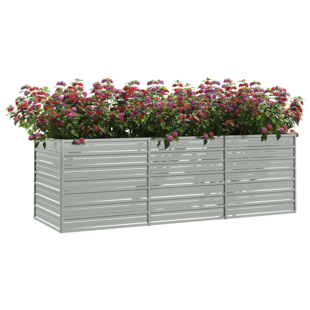 Garten-Hochbeet 240x80x77 cm Verzinkter Stahl Silbern Pflanzbeet Pflanzkübel