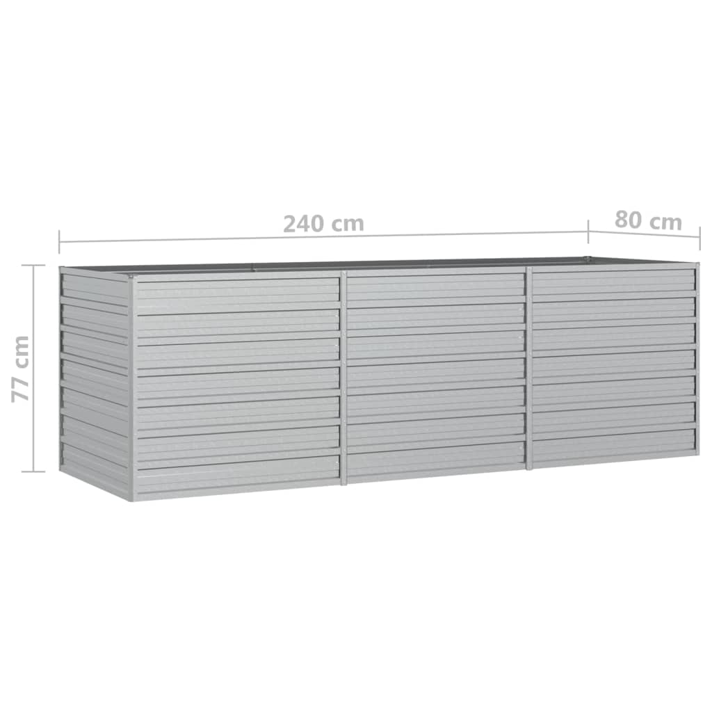 Garten-Hochbeet 240x80x77 cm Verzinkter Stahl Silbern Pflanzbeet Pflanzkübel