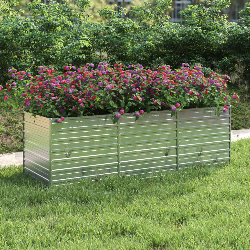 Garten-Hochbeet 240x80x77 cm Verzinkter Stahl Silbern Pflanzbeet Pflanzkübel