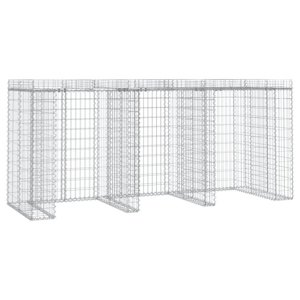 Gabionen-Mülltonnenbox 270x91x120 cm Verzinktes Eisen Dachbegrünung