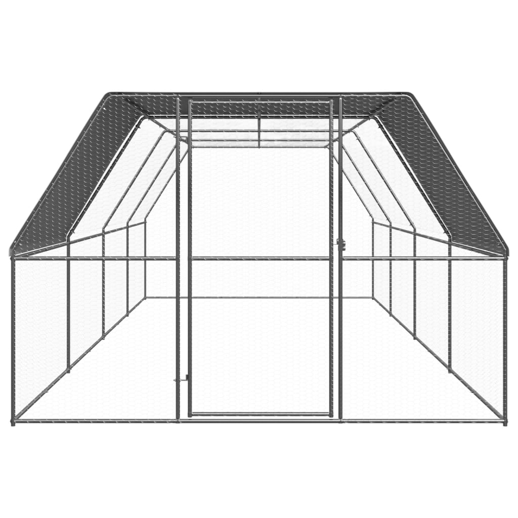Hühnerkäfig Hühnerstall Stahl 3 x 8 x 2 m Auslauf Freigehege Tierkäfig Geflügelstall