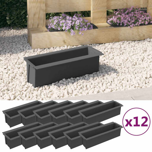 Planter for Euro pallets, 12 pieces, grey, 36x13.5x9.5 cm, PP planting basket, DIY