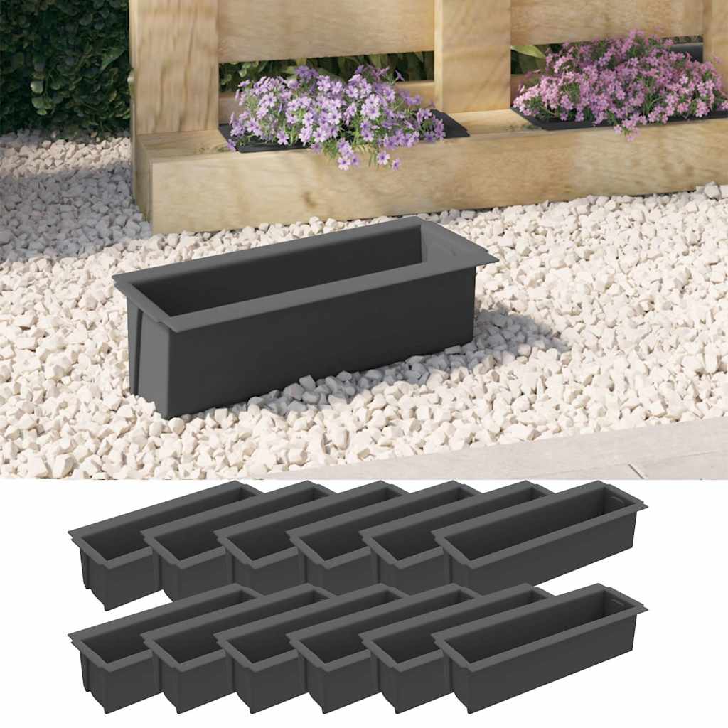 Planter for Euro pallets, 12 pieces, grey, 36x13.5x9.5 cm, PP planting basket, DIY
