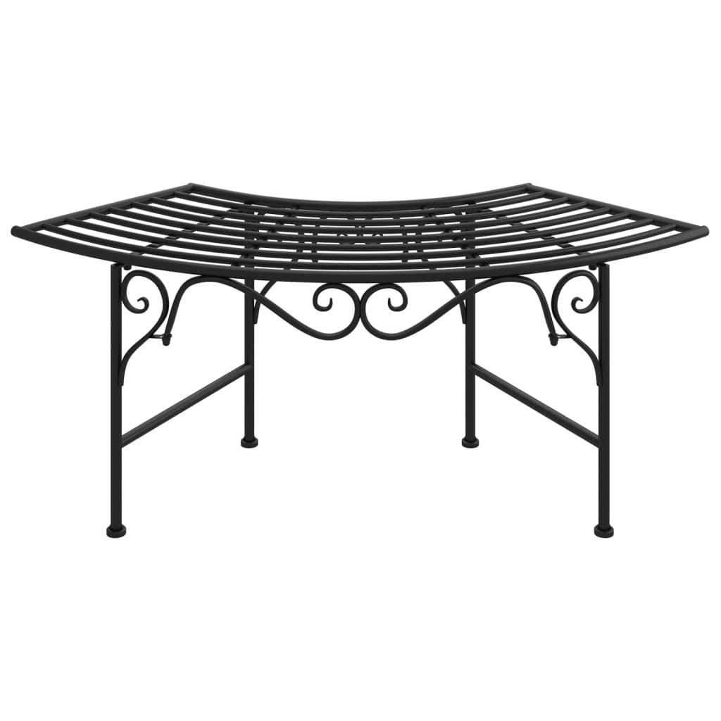 Baumbank halbrund 113 cm Schwarz Stahl schwarz Gartenbank