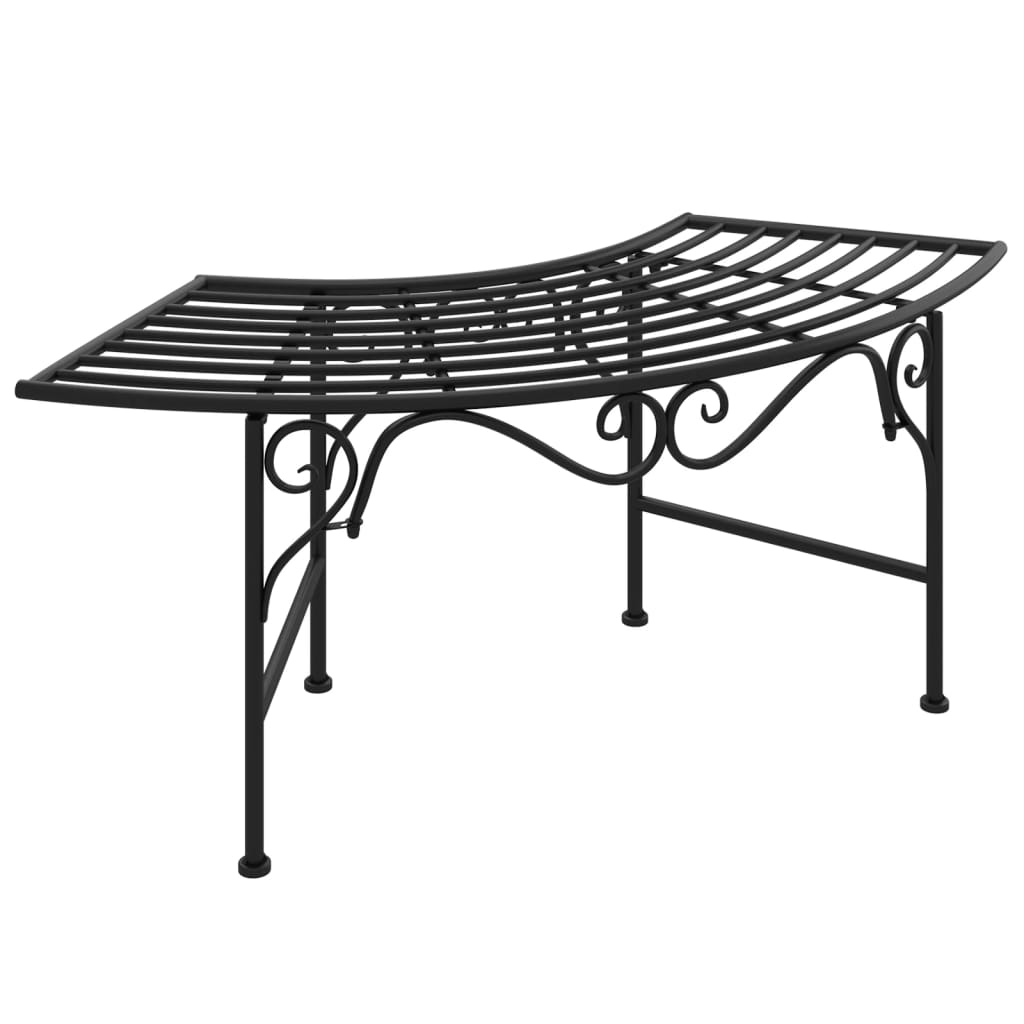 Baumbank halbrund 113 cm Schwarz Stahl schwarz Gartenbank