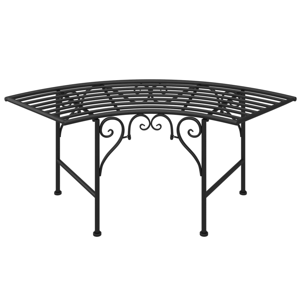 Baumbank halbrund 113 cm Schwarz Stahl schwarz Gartenbank