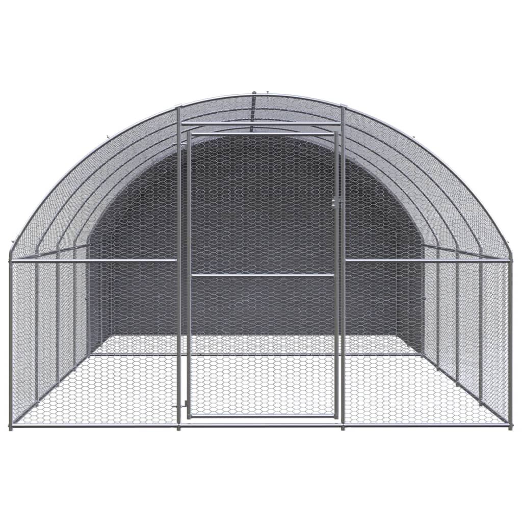 Outdoor-Hühnerstall 3x4x2 m Verzinkter Stahl Geflügel Auslauf Gehege