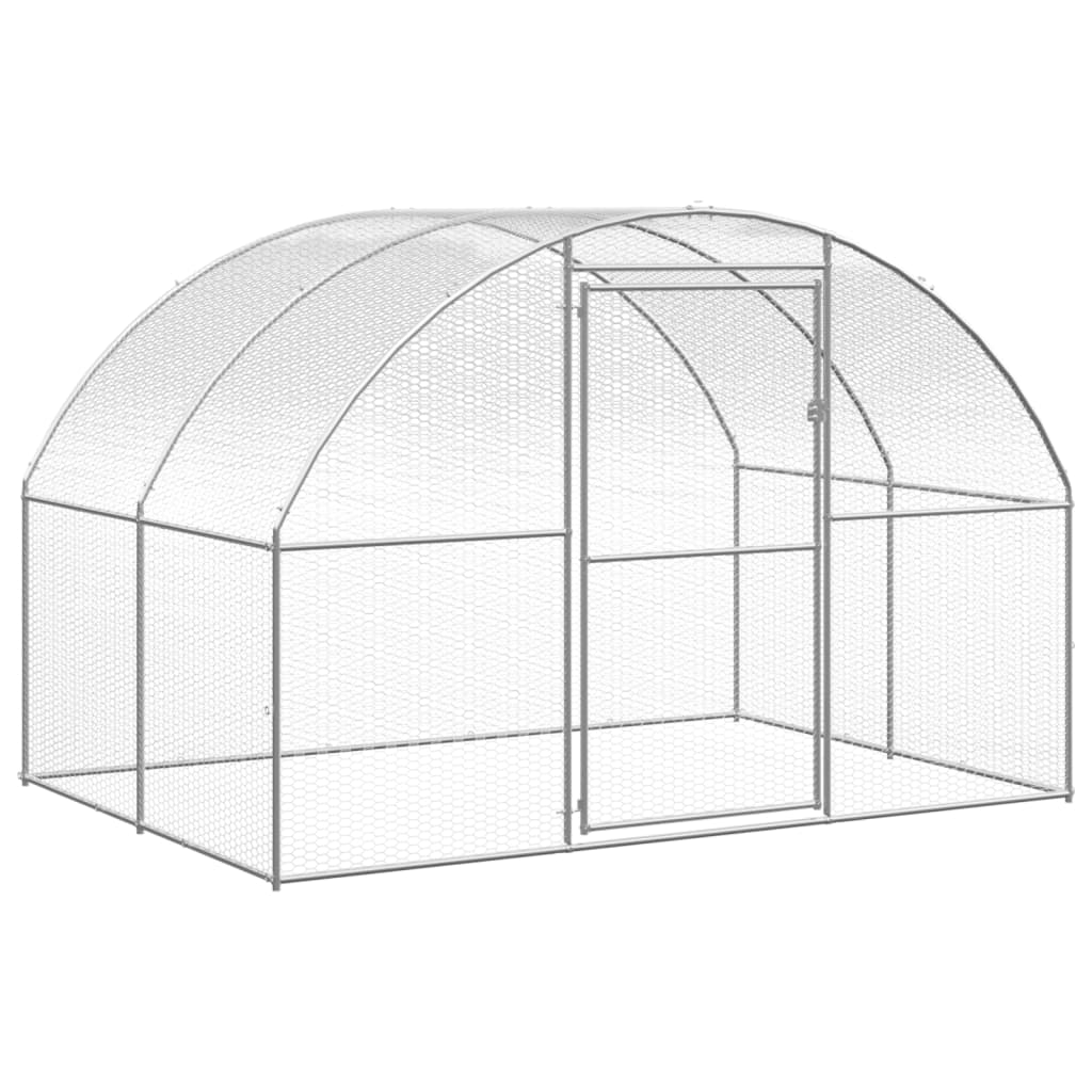 Outdoor-Hühnerstall 3x4x2 m Verzinkter Stahl Geflügel Auslauf Gehege