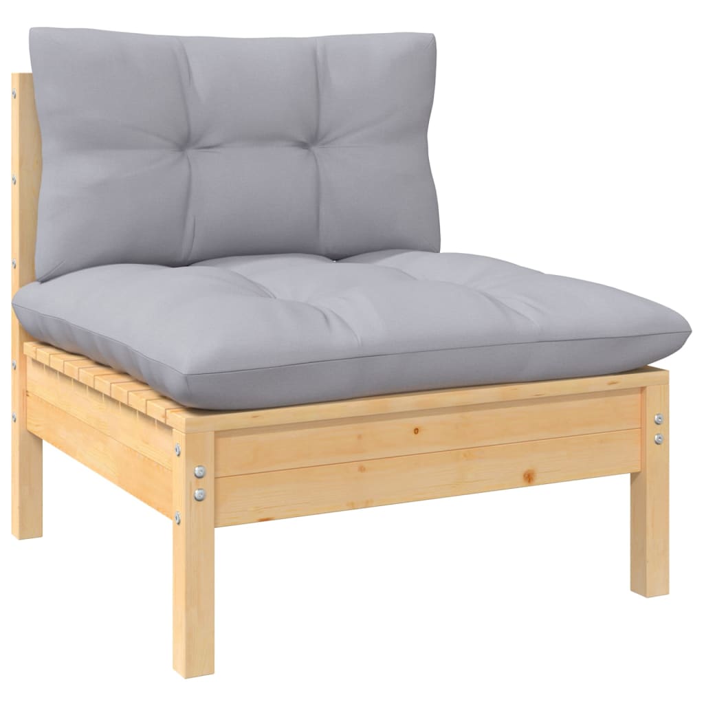 Garten-Lounge-Set 5-teilig Gartenmöbel mit Grauen Kissen Sitzgruppe