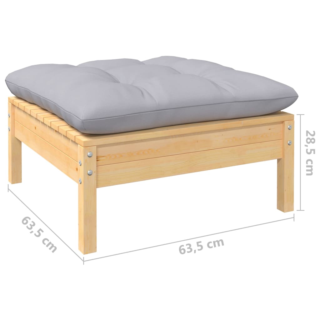 Garten-Lounge-Set 5-teilig Gartenmöbel mit Grauen Kissen Sitzgruppe