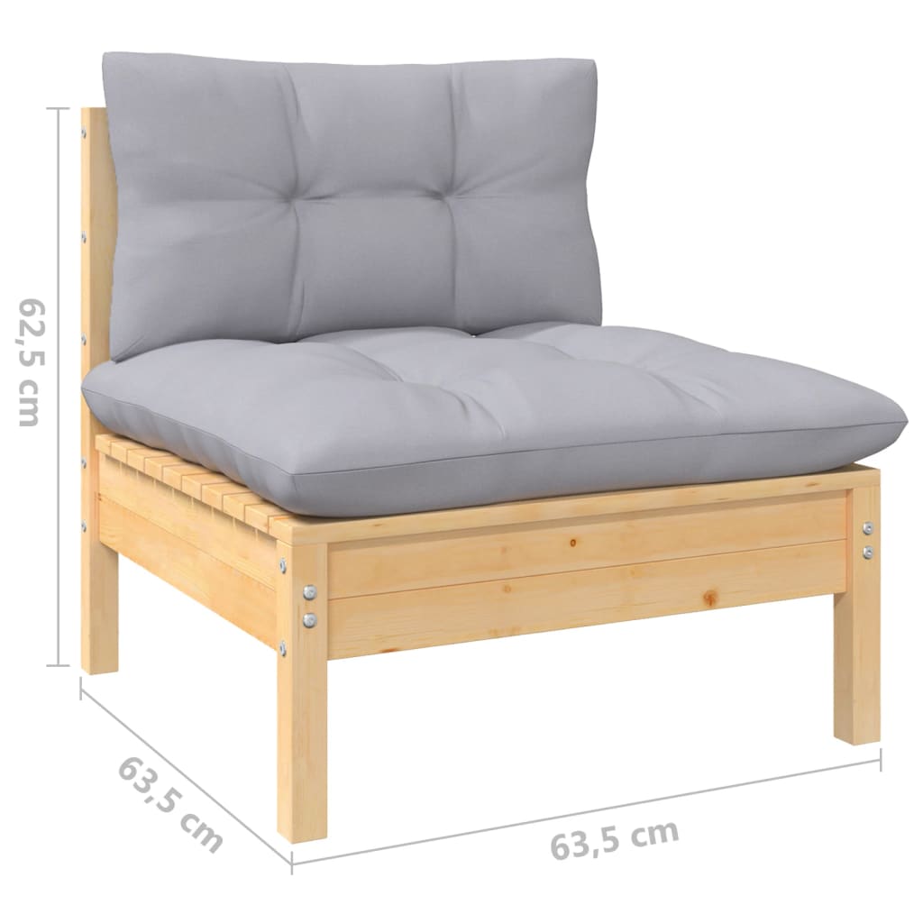 Garten-Lounge-Set 5-teilig Gartenmöbel mit Grauen Kissen Sitzgruppe