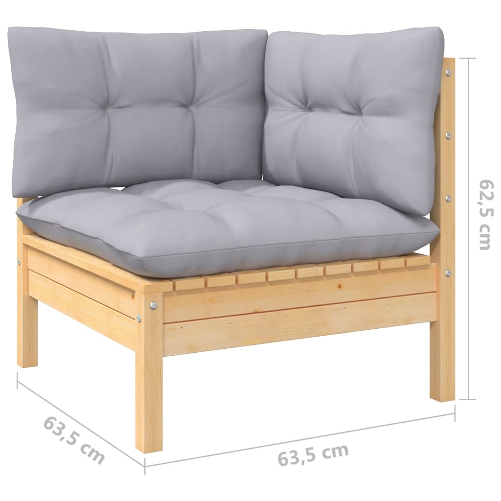Garten-Lounge-Set 5-teilig Gartenmöbel mit Grauen Kissen Sitzgruppe