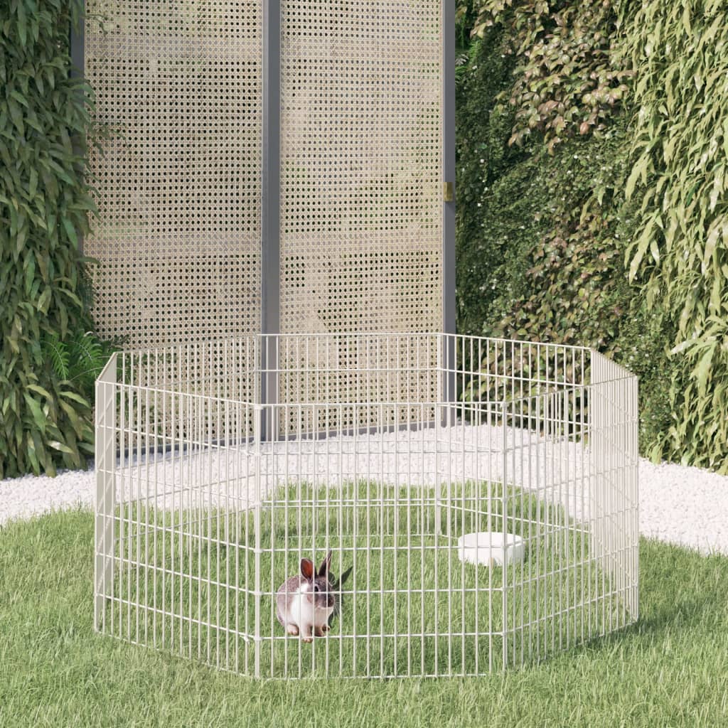 Freilaufgehege 8-teilig 54x60 cm Verzinktes Eisen Freilauf Auslauf Außengehege