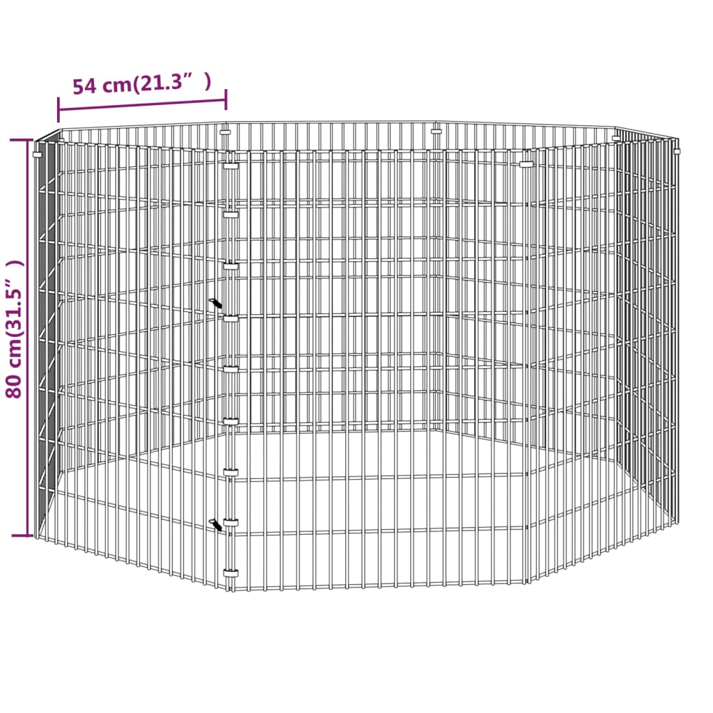 Freilaufgehege 8-teilig 54x80 cm Verzinktes Eisen Freilauf Auslauf Außengehege