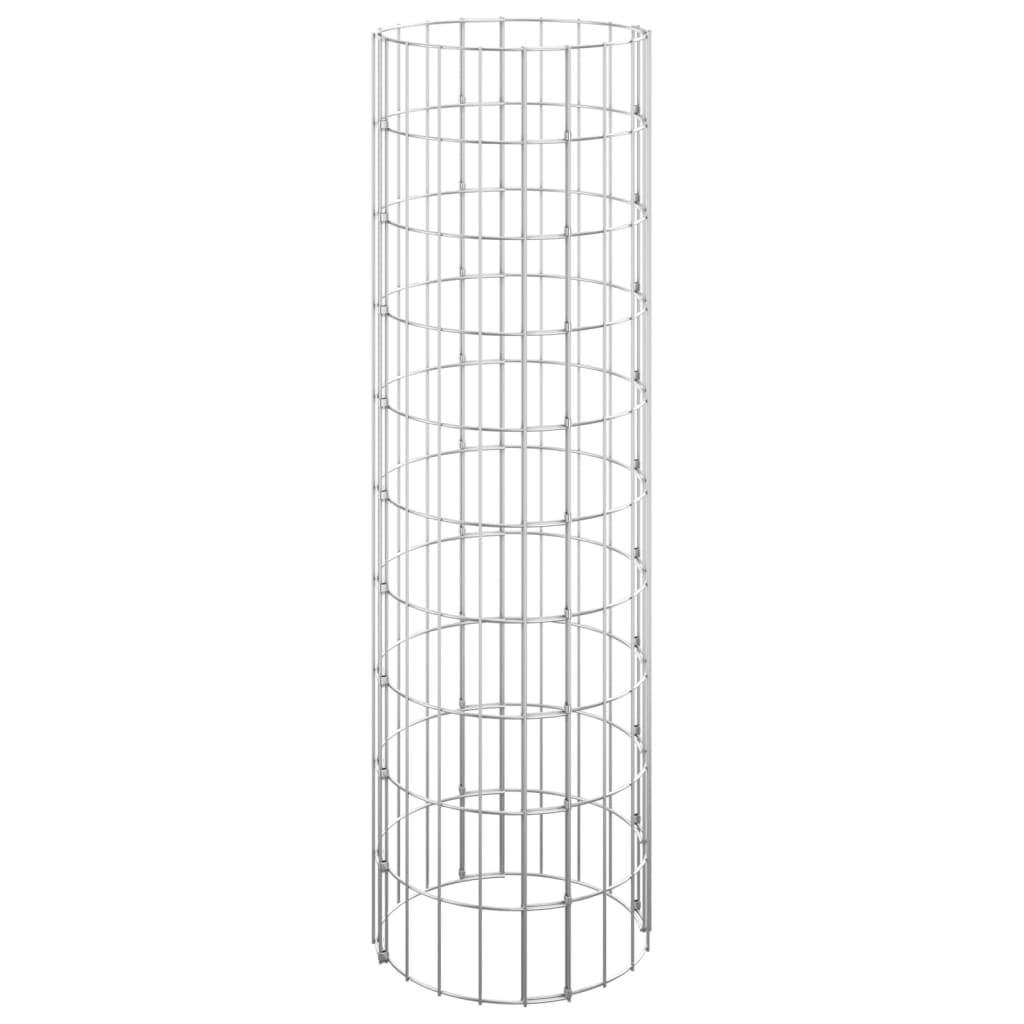 Gabionen-Säule 3 Stk. Rund Verzinkter Stahl Ø30x100 cm Steinkorb Grau