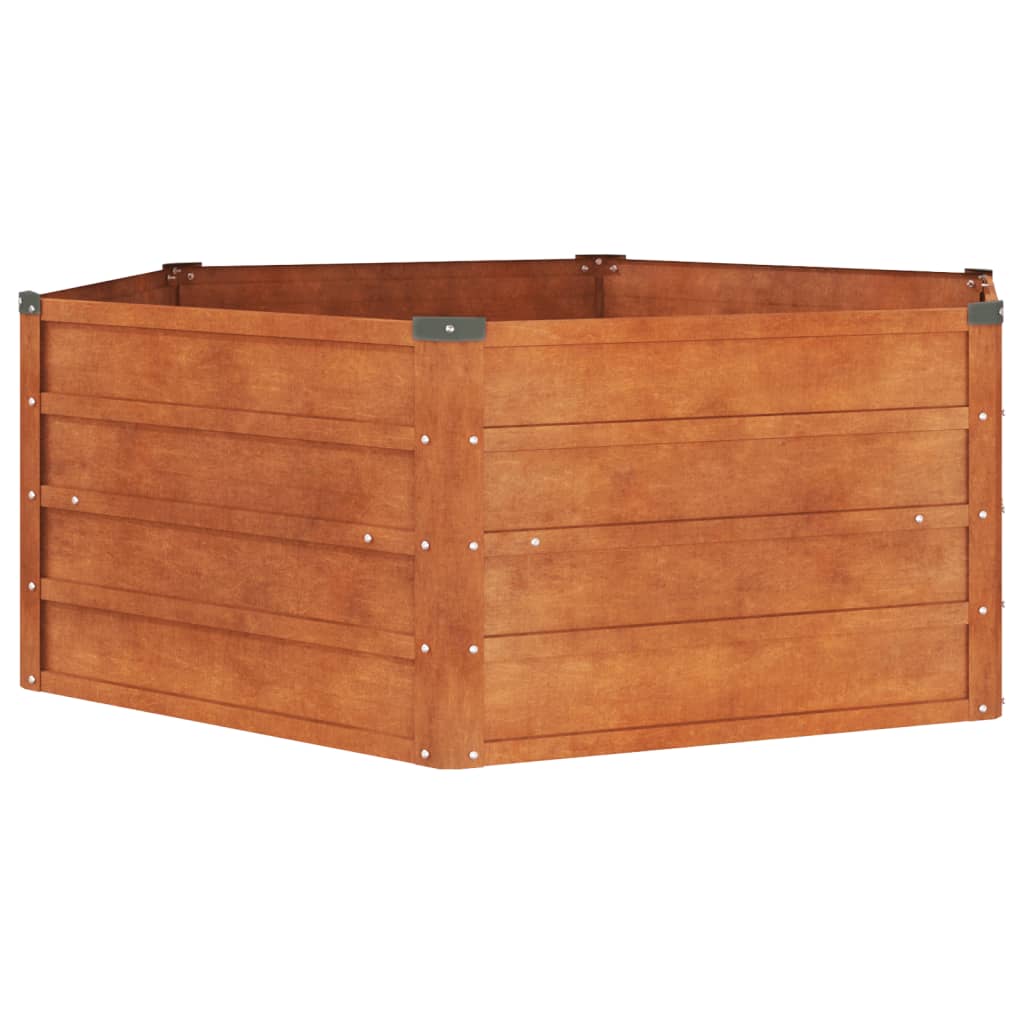 Hochbeet 129x129x45 cm Cortenstahl rostig sechseckig Pflanzkasten