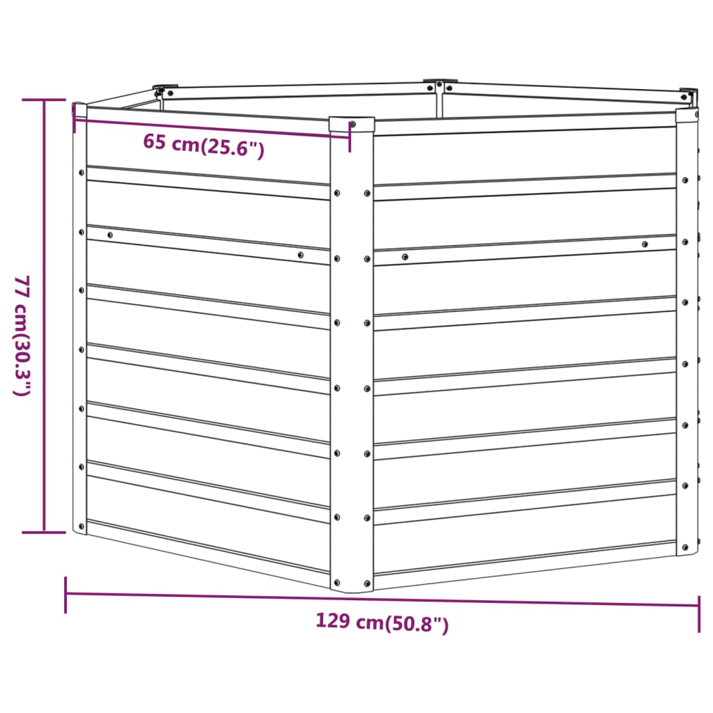 Hochbeet 129 x 129 x 77cm Cortenstahl rostig Pflanzbeet Pflanzkasten