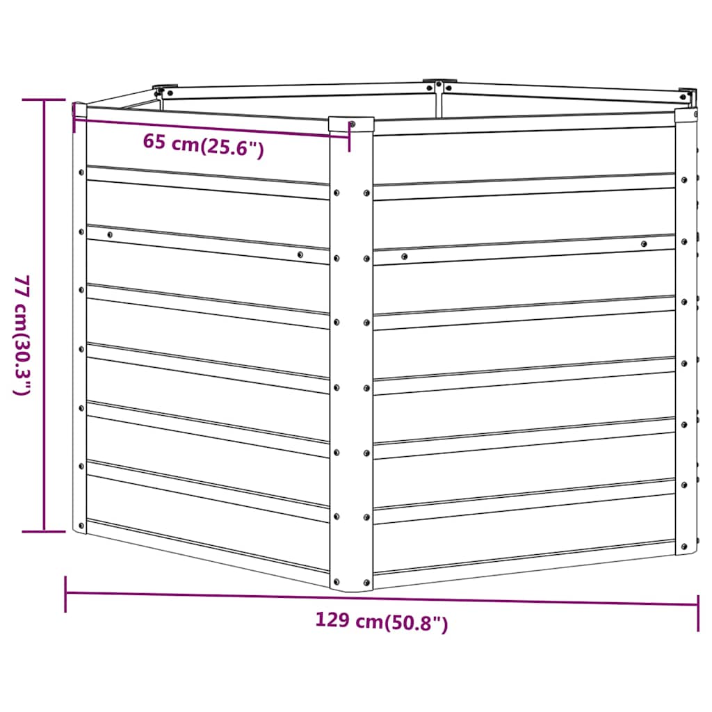 Hochbeet 129x129x77cm Cortenstahl rostig Pflanzbeet Pflanzkasten