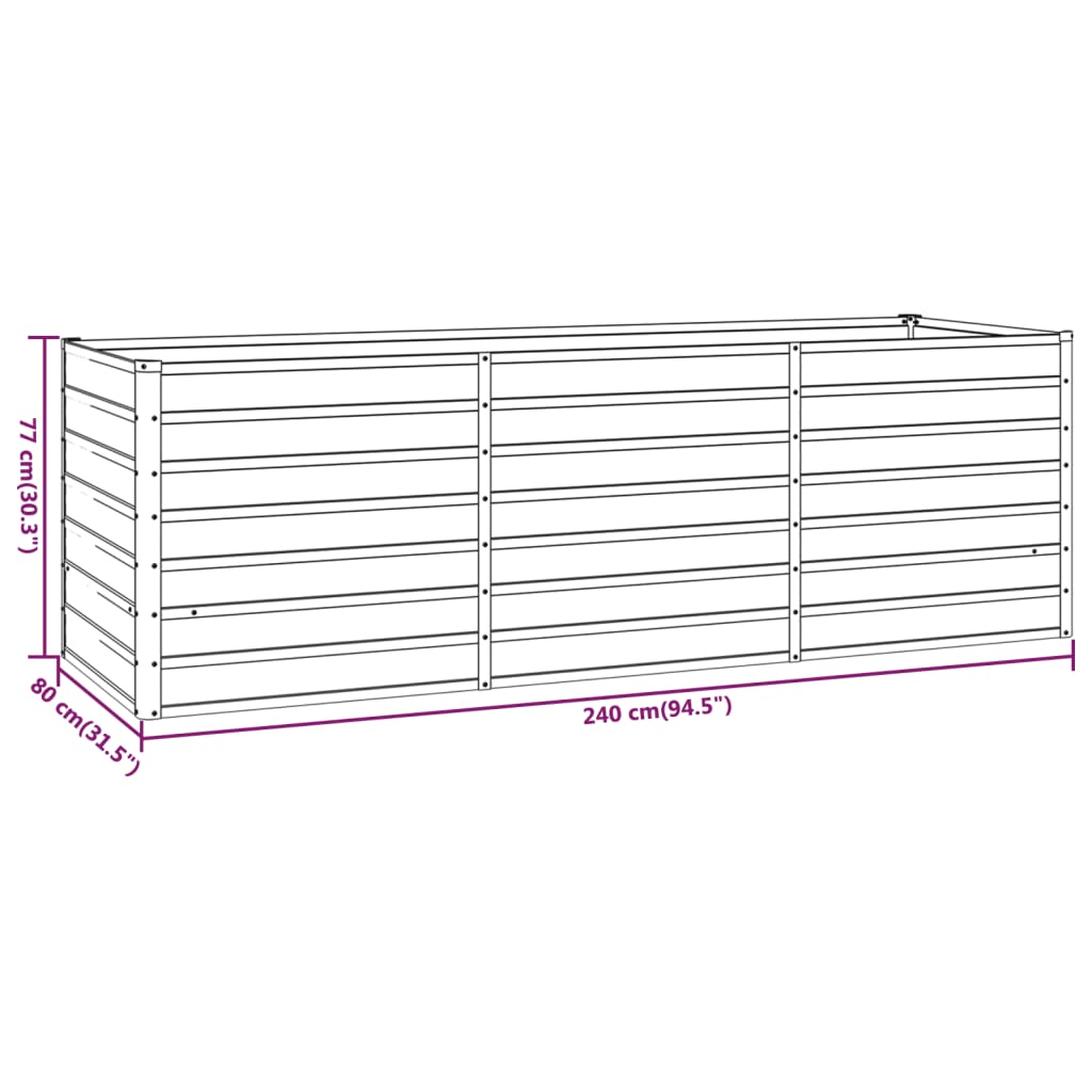 Hochbeet 240x80x77 cm Cortenstahl rostig Pflanzbeet Pflanzkasten