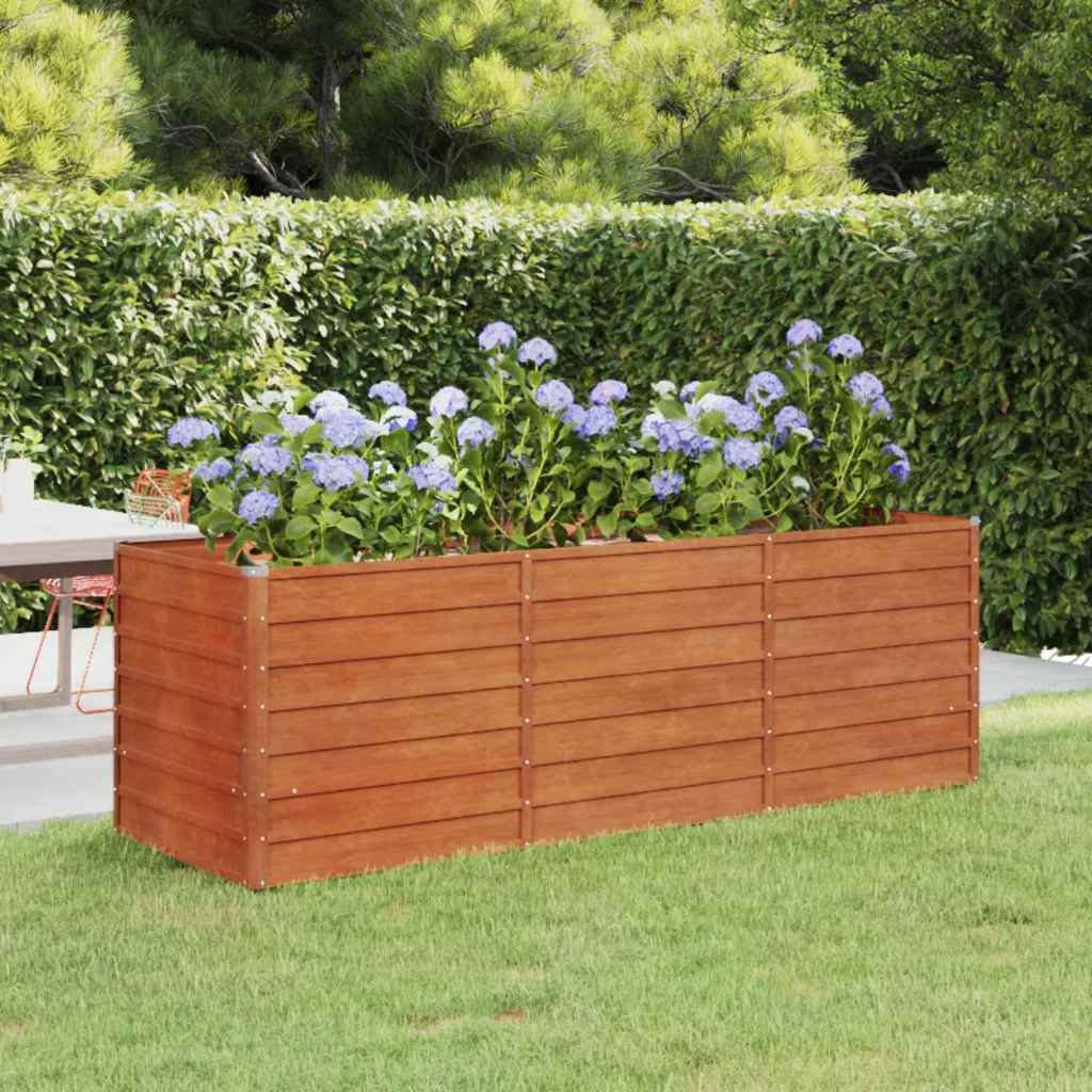 Hochbeet 240x80x77 cm Cortenstahl rostig Pflanzbeet Pflanzkasten