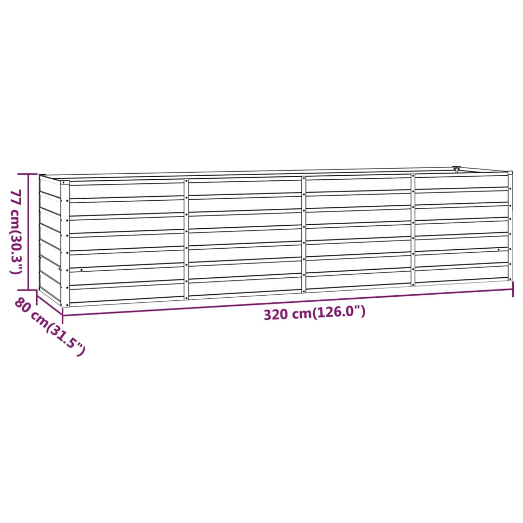 Hochbeet 320x80x77 cm Cortenstahl rostig Pflanzbeet Pflanzkasten