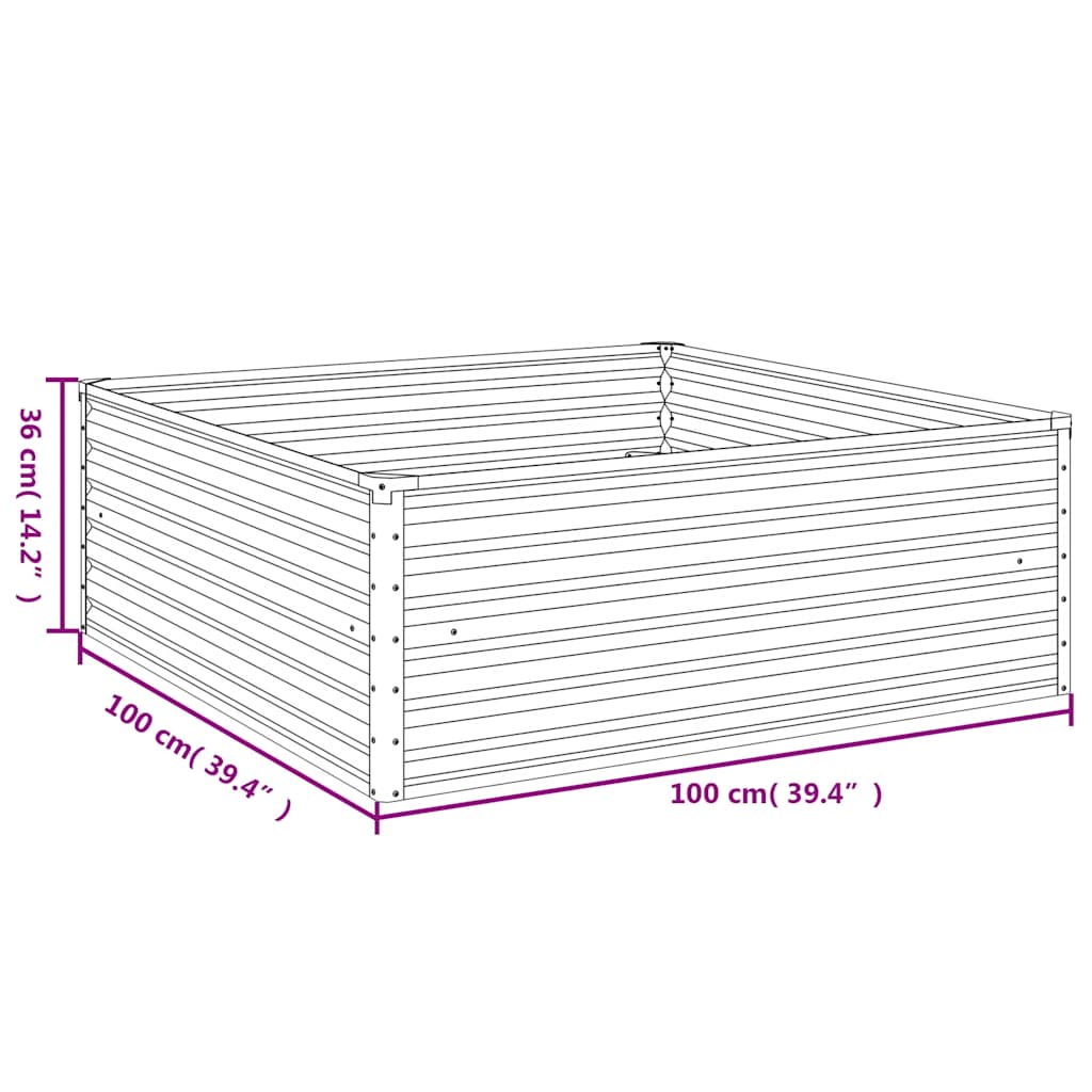 Hochbeet 100x100x36 cm Cortenstahl rostig Pflanzbeet Pflanzkasten