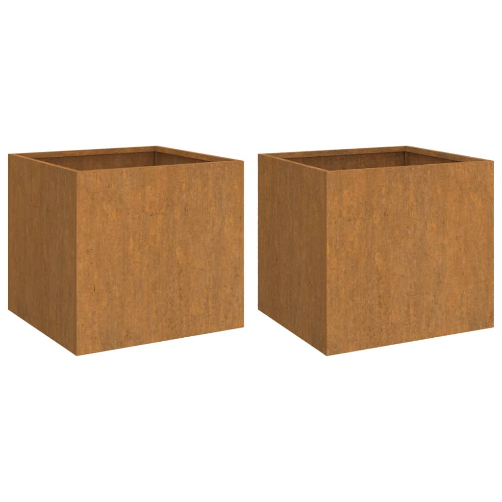 2 Stk. Hochbeet 49x47x46 cm Cortenstahl rostig Pflanzbeet Pflanzkasten