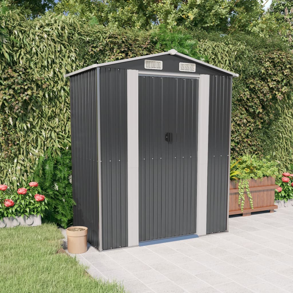 Geräteschuppen Anthrazit 192x108x223 cm Verzinkter Stahl Lagerschuppen Garten