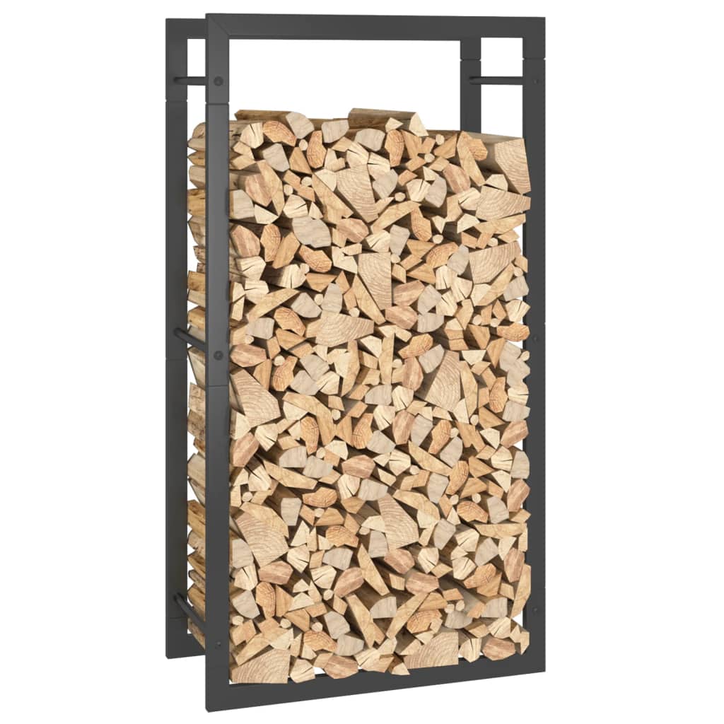 Brennholzregal Stahl Mattschwarz 50x28x94 cm Kaminholzlager Feuerholzhalter